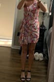 I definitely was not expecting to like this dress, but I loved it! Perfect for a bridal shower or any occasion. It was a little bit big but I think the small would've been too small. I pinned the inside, and it worked for me! I highly recommend it! - Ruth N.