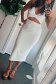 Absolutely love this dress! Wore this for my bday dinner. Material is great quality. Hugs you in all the right places! Not see through! - Bernice R.