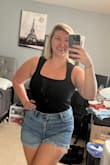 Really good fit and thick structured material. My only small complaint is that it's a little tight by my armpit area as you can see in the picture. - Rachel H.