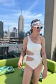 Wore this to my bachelorette party at a rooftop pool in NYC. Super cute suit! The bottom coverage is cheeky, not full coverage, which was very flattering! Not at all see through, very comfortable and fun to wear! - Alexandra M.
