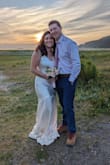This dress was perfect for my elopement in Alaska. The fabric feels and looks very high-end. It fits a little big but it actually looks great. It's very fitting and makes your curves look good. I loved the length and the cleavage. It's very elegant and it looks like it cost way more than $150. - Amira
