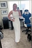 I purchased this outfit for my bridal shower and it fit perfectly! So flattering on my body but I did have to tailor the length because it was pretty long. Otherwise it was perfect. Really nice material too - Erin R.