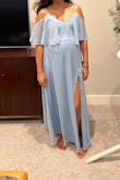 I'm 33 weeks pregnant and this dress saved my baby shower day! I had an outfit custom made and it wasn't quite as expected. I ended up wearing this for the 2nd half of the event and it was perfect. I'm sure it'll look good without the bump too but I marked it as runs large because it's not intended as maternity. Also ended up sealing the slit a few inches and it was perfect. - Nina P.