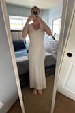 I loved the way this dress fit. It was true to size but it was thin and see-through so I didn't wind up keeping it. I ordered a M for reference! - Danielle B.