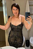 Gorgeous dress, classy and very sexy. Fabric is slightly elastic, so it hugs your body well. Straps are very thin but still offer enough support. I am usually between sizes S & M for Lulus, went for the S for this one.
As for comfort levels, the dress is a bit itchy, despite the lining, but nothing unbearable if you just wear it for dinner, a cocktail, or some social event that doesn't require too much movement. Wore the dress twice by now, and lost some sequins after each use. - Ana P.