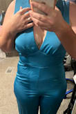 This is hands down the WORST thing I have ever bought!! Based on the measurements, a medium should've fit me perfectly. I ordered a large based on the previous review, it was too small so exchanged it for XL. XL is too small in the hips as well. The picture online also makes it seem like it will have a difference in material (which looked super elegant and unique). That is definitely not the case! It is all a thin, silky material for the entire thing. It's like wearing granny's nightie which is comfortable, but not as pictured. The seams of the material were not even SEWN STRAIGHT! The large was crooked on the pants seam and the XL was crooked on the breast area. It was also way longer than the description said it would be. I will NEVER order from this site ever again! Terrible quality, terrible sizing, and a terrible reference picture. - Kylie B.
