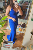 I really love the weight of this dress. I got a medium and i really think i could've done with a small, but its great. Love the blue and the quality - Anna P.