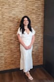 Im 155 lbs and 53 and based off the size finder I needed a L and it fit perfectly! Wore this to my bridal shower and received a lot of compliments.
Just an fyi it is very cleavagey so I kept having to pull it up because my bra would slightly show. - Jessica L.
