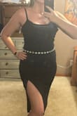 Dress is super soft and great for tall girls! The slit is super sexy and shows off my long legs. The straps are a little short (had to losen them ALL the way for it to sit right. I added a chain belt to really spruce it up. - Alissa D.