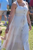 Lightweight, but not see-through. Great material. And pockets! What's not to love? - Sabreen P.