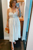 I loved this dress. I bought it for a vacation in Scottsdale, Arizona and it was perfect for brunch with the girls. I got a size small and it fit perfectly. Even being wrinkled, it was so pretty. - Suzy M.