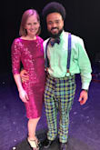 I wore this when I was a backup dancer for a local "dancing with the stars" fundraiser event. It's pretty flexible and stretches despite the sequins and it sparkles under the lights. - Robin B.