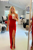 This dress is lightweight and true to size. No alterations needed¬ even the length. Perfect for the gala i attended. - Lauren P.