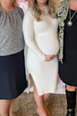 Sized up and wore this for my baby shower. So thick and comfortable. I ended up wearing a bunch more times as my bump got bigger. - Heather R.