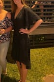 I love this dress! It's a true wrap dress, so I struggle a bit remembering how to put it on. I also have to safety pin the front closed a bit to be more comfortable, but it's worth the extra time putting on! The fabric can be a little clingy/staticky depending on the weather, though. - Madison K.