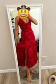 This dress is so cute! It's difficult to fit, but once I figured out where to pin the top on me and where the back should lay with the straps it worked! There is some extra fabric in the chest area that doesn't quite lay flat, but it's not terribly noticeable. Super excited to wear this to an upcoming summer wedding! - Rose P.
