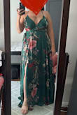 This dress is well-made and surely gorgeous. I'm a 34G and a size large was puckering on out the sides and there was too much gap in the front. So much so that I would not be comfortable on the dance floor, a boob would have been exposed. It's also quite long. Trying it on in the house in my 2.5-3-inch heels still had me tripping over it a few times, so beware. - Raechel R.