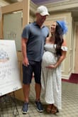I got this dress for my baby shower and it was absolutely perfect for the event. It matched my invitations, was comfortable to wear all day, and while it is not meant to be a maternity dress, it works perfectly for me at 35 weeks pregnant. I wasn't quite sure what size to get as I normally wear a small or medium and many of the reviews mention how small it runs. I'm really pleased with my purchase of the Large size. I'm normally about 130 lbs and I think the medium would have been good for me if I were not pregnant. Right now I am 150 lbs, but pretty much all belly, so the sleeves fit well and weren't too tight as some others had mentioned. The chest was the right fit even with how much I've grown in that area as well. The skirt is in sectioned layers so it really is forgiving and flowy. I could have worn flats with this length but opted for heels and it was still a nice length and not too short. Very pleased with this purchase! - Milynn Z.