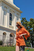 This was the perfect outfit to wear while walking around town for our vacation. I loved the orange color! As I get older, I realize I don't want to wear tight clothes in the summer, depending on the material. This was loose enough that I was so comfortable all day! - Lindsey R.