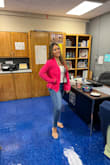 Material, not the comfiest, and even with going down a size still felt big but got lots of compliments on it, and material when wearing was fine - Joanna D.