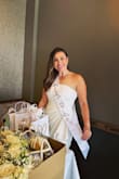 Loved this dress! I wore it to my bridal brunch last weekend. The one shoulder, fabric gathered at the waist and slit would be flattering on anyone. I think it would also make a great wedding/elopement/reception dress. - Jamie H.