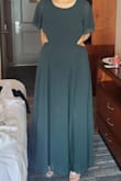 The dress is beautiful, it was floor length even though I am 5'11. The back was lower than I thought so high waisted panties did not work. It was easy to dance in and comfortable to wear. - Sarah T.