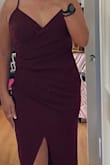 This dress has good stretch and form to make it perfect for a wedding. Looks good but allows you to dance! I'm a little smaller up too I need to pin the chest area but other than that it fits well and the ruching in the midsection is perfect! - Caitlin B.