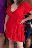 I'm a 32FF in UK sizing so it was a struggle to adjust the dress all night to fit over my boobs and bra. You could always wear a tank top. Otherwise, this dress was perfect! - Aj S.