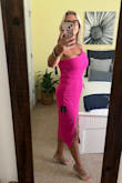 I ordered a medium which fits perfectl as I'm a little big in the hips and boobs. - Cindy C.