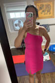 The hottest of hot pinks. Very on-trend this year for all the Barbie-themed parties. Gorgeous fit! - Kirsten M.