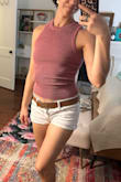 I love the color and fit of this tank! It's super comfortable and the ribbed texture makes it just a touch elevated so it doesn't feel like a workout top. Very happy with it! - Abby S.