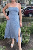 This dress is so cute, and love that there is a slit with the length of this dress. I wore this to a backyard baby shower and it was super cute. I also plan to wear on an upcoming Europe trip with white sneakers while walking around the towns! - Courtney W.