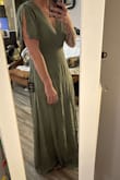 Bought this for family photos. It is a beautiful dress, great lightweight (but not see through) material. It is a wrap dress & super easy to figure out how to wear it too. I steamed it to get the wrinkles out from shipping& 10/10 - Savannah H.
