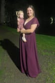 It's so easy to put on and is very comfortable. It's still dressy enough to go formal. The material is light and flawless. I loved the burgundy color! I couldn't decide on jewelry so I only wore earrings. I will wear this dress again! - Danielle W.