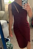 The color is perfect for the September wedding I'm attending. The dress is so comfortable. The fabric is stretchy and soft. It's true to size. My husband really likes it too. Highly recommend. I was worried about the chest opening being too deep but it's truly fine. - Amy J.