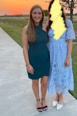 I bought this to wear for my brother's wedding. I usually wear a S and ordered that first. It fit, but was very tight and short. I didn't feel it was appropriate for a family wedding with how short it was and I'm only 5'3. I exchanged it for an M and it fit perfect! I felt much more comfortable in it & could move, squat to pick up my son, and dance without worrying about the length or sucking in all night! I love the neckline. - ALYSSA R.