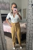 Comfy fit. Love the color. More relaxed look. Material is great just wrinkles a lot in wash. I've worn multiple times. - Lindsay K.
