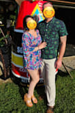 I bought this for an outdoor BBQ post wedding celebration that was Key West themed. The fabric is a soft guazey material that does not wrinkle and is very light and comfortable. I love that it has a snap on the chest in the perfect spot so as not to show too much cleavage. I felt really comfortable and confident in this outfit! Can definitely dress it up or down. - Kaitlyn A.
