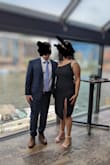 It's a beautiful dress! It's very stretchy. I would be careful choosing Spanxs because the slit is very high. It doesn't show Spanxs lines - Amanda B.