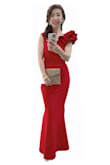 Purchased for a wedding guest dress. I tried XS and S. XS fits better although it's still too long. Had it trimmed then [it] fit perfectly. I love it. The red color is perfect in late summer or early fall. Not too dark or too bright. The material is heavy and looks expensive. Very happy purchase from Lulus! - Selina M.