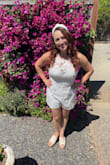 It's hard for me to find rompers that fit well because I'm a 34DD and 5'3, but this fits perfectly! I got SO many compliments about this outfit at my engagement party, and I was very comfortable - Carrie B.