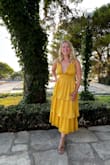 I wore this dress to a wedding in Greece and loved it! It's good quality material (even held up to being folded in my checked luggage with minimal wrinkles). It was comfortable to wear late into the evening dancing! - Laura K.