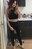 Super trendy. I feel so confident in this crop. It's not super short. The back is so pretty. Easy to tie. Looks great with high waisted jeans. - Jessica