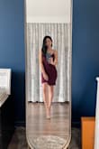 I wore this in teal a few years ago for a wedding, then recently decided to buy it in burgundy as well.  This dress is so flattering on various different body types. If you have curves, it will embrace and enhance them, and if you're straight-bodied like me, it will offer a whisper of roundness to your hips. Planning to wear the burgundy one for my upcoming anniversary dinner. No one beats Lulus when it comes to flattering and reasonably priced dresses! - Danielle L.