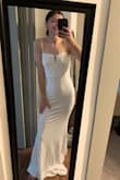 This dress was wonderful for a small backyard wedding! It is very comfortable and fits nicely in all areas. There is a small train on the back, which makes it nice and elegant for a wedding :) Would recommend this dress! - Macee M.