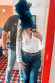 Super cute and flattering! Received tons of compliments all evening. Paired with a cute satin bralette due to the shirt having no lining. - Elizabeth B.