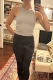 This top is perfect. A flattering shape, the fabric is thick enough that it's not see-through, and the straps are wide enough to wear with a racerback bra and not have the straps show. :) - Abby S.
