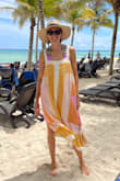 I got this for a trip to Mexico and it was perfect for over bathing suits. I love the colors and the slits on the sides. I don't think I would wear this to dress up. It's definitely casual and may even be a bit sheer. I didn't double-check that though as I was always wearing a bathing suit under. - Natasha J.