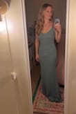 This dress is true to size, fits like a glove, and is so flattering. It's very well made; the fabric is fairly heavy though so maybe not great for a summer wedding. I will need to get it hemmed ~6 inches, but that's true of almost every dress ever LOL. NOTE: the color has more blue in it in person than it appears to be online (trust other review pics over the model pics). It's a beautiful shade and the color makes it even better imo, but something to be aware of! - Allie H.