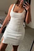 Got this dress for my wedding. I'm usually a size Small, but I had to get an XS since it runs a little big. Thick and good quality material! - Luisina R.